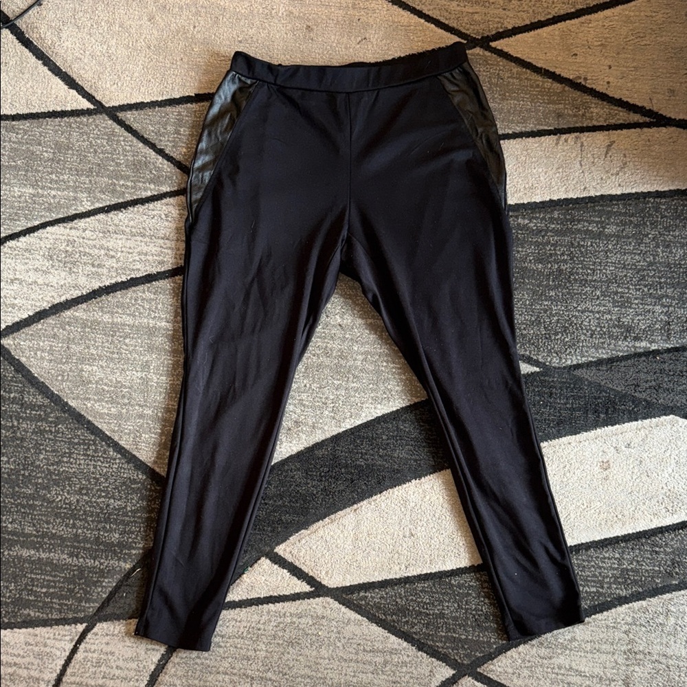 I.N. studio black leggings with leather accents  XL